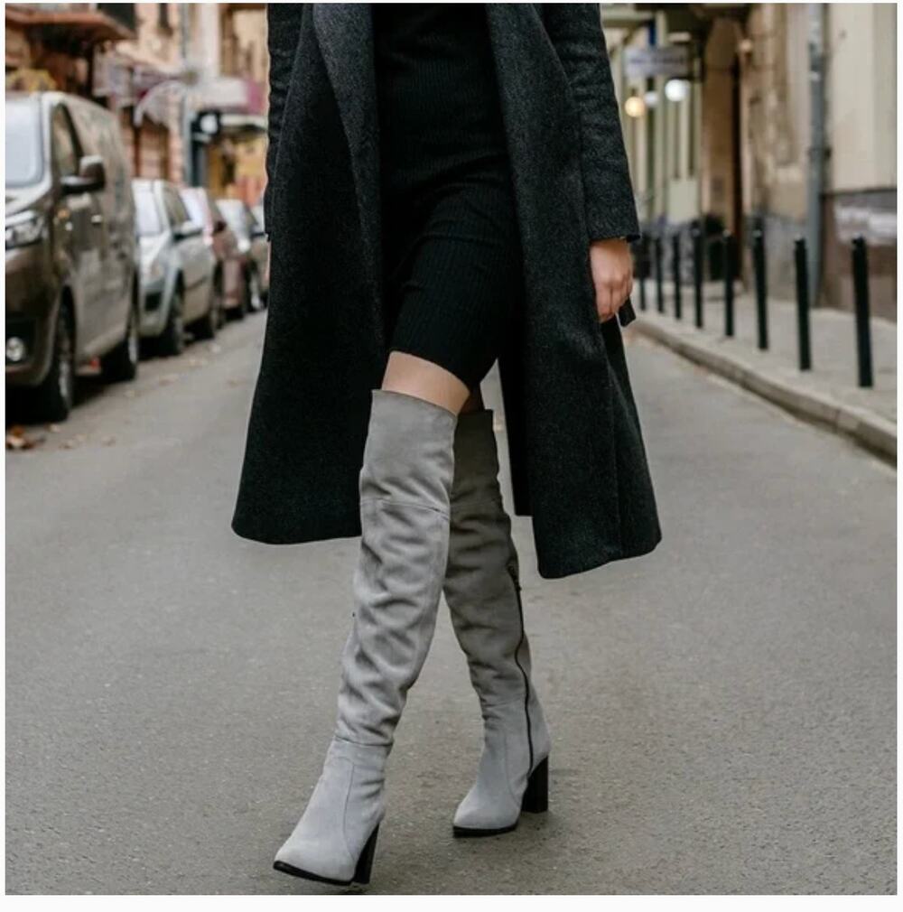 Sam Edelman Circus Vivica Over Knee Boots 8.5 NWT Gray Ankle Booties Tall OTK